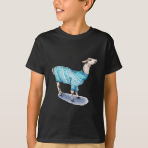 Watercolor Llama in Blue Sweater