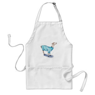 Watercolor Llama in Blue Sweater Standard Apron