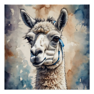 Watercolor Llama no 1 Poster