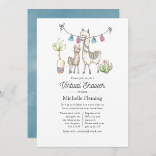 Watercolor Llama themed Virtual Baby Shower Invitation