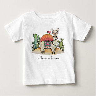 Watercolor Llama With cactus Baby T-Shirt