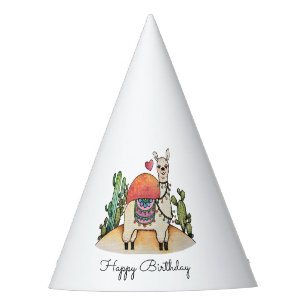 Watercolor Llama With Cactus Party Hat