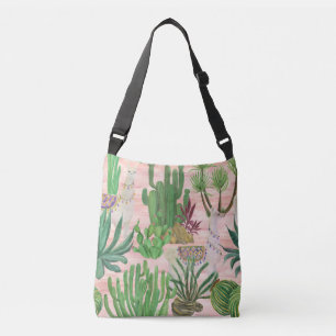 Watercolor llamas and cacti pattern. crossbody bag