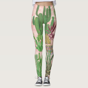 Watercolor llamas and cacti pattern. leggings