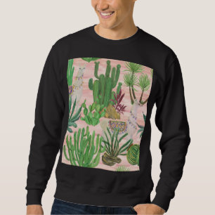 Watercolor llamas and cacti pattern. sweatshirt
