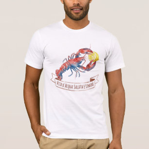Watercolor Lobster and Lemon Italian T-Shirt