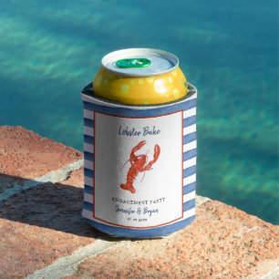 Watercolor Lobster Bake Engagement party Can Cooler