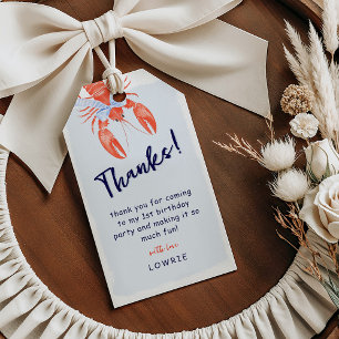 Watercolor Lobster Coastal Thanks Birthday Favour Gift Tags