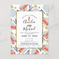 Watercolor Lobster Crustacean Bridal Shower