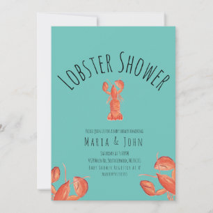 Watercolor Lobster Party Baby Shower Crab Teal Announcement
