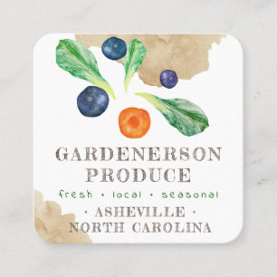 Watercolor Local Produce Stand Square Business Ca Card