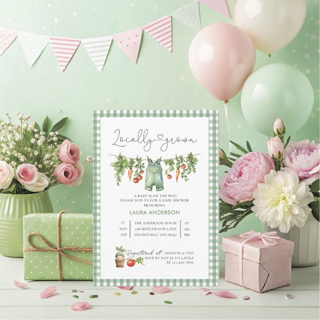 Watercolor Locally Grown Baby Shower Invitation (Creator Uploaded)