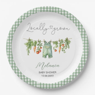 Watercolor Locally grown baby shower Paper Pl Paper Plate