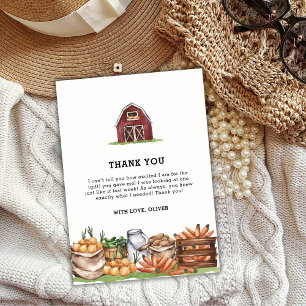 Watercolor Locally Grown Veggie Baby Shower Thank You Card