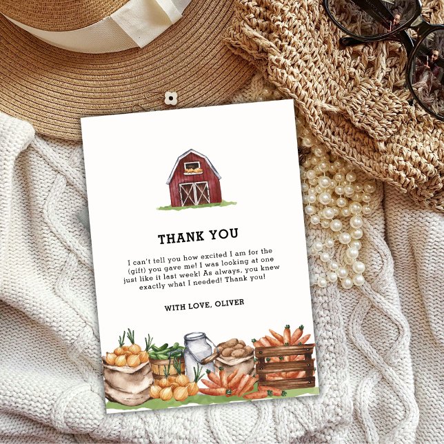 Watercolor Locally Grown Veggie Baby Shower Thank You Card (Watercolor Locally Grown Veggie Baby Shower Thank You Card)