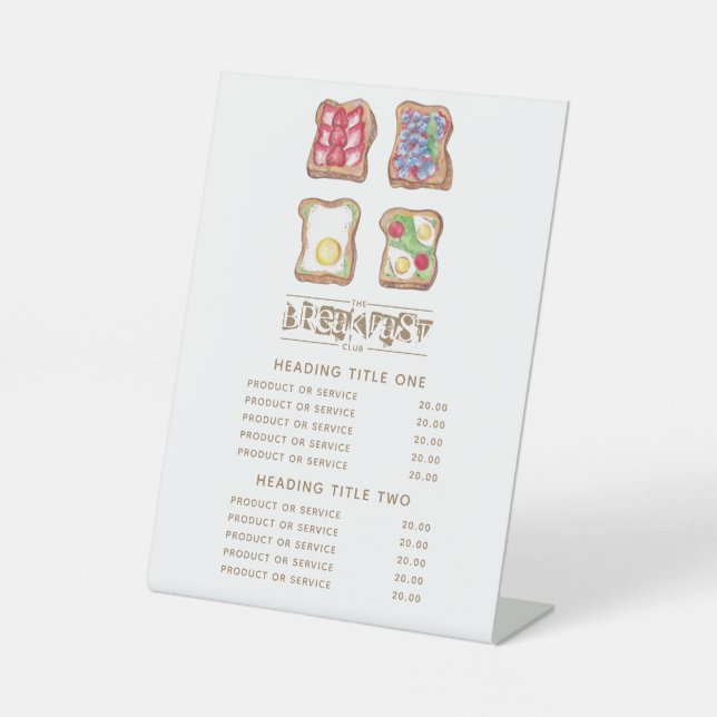 Watercolor logo Breakfast restaurant Business Pedestal Sign (Front)