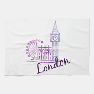Watercolor London Big Ben Kitchen Towel – British 