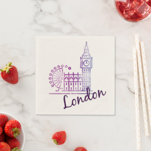 Watercolor London Big Ben Napkins – Elegant UK 