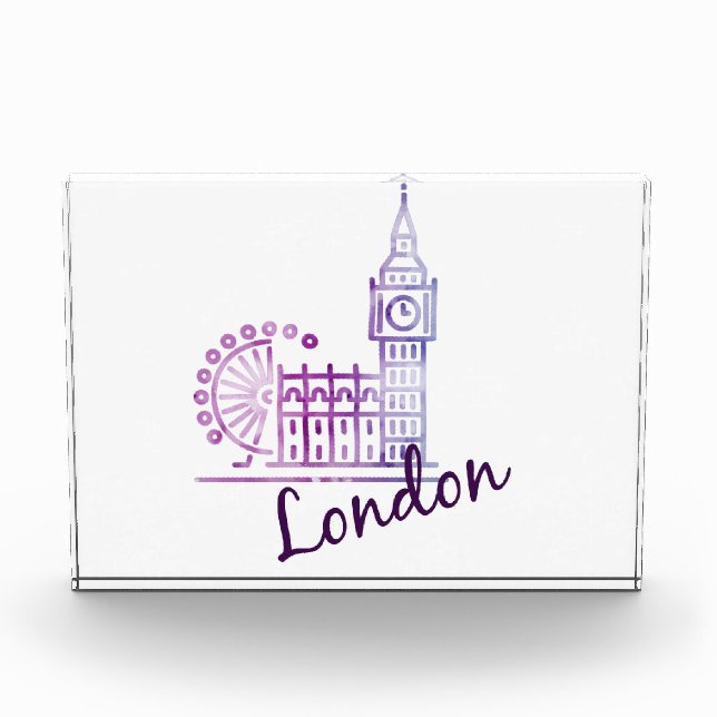 Watercolor London Big Ben Photo Block – British  (Front)