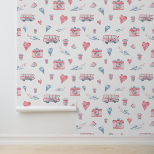 Watercolor London Pattern Wallpaper