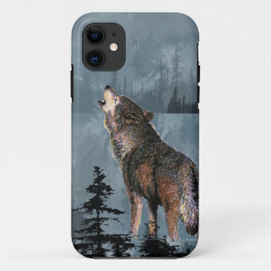 Watercolor Lonely Wolf Howling across Lake Case-Mate iPhone Case