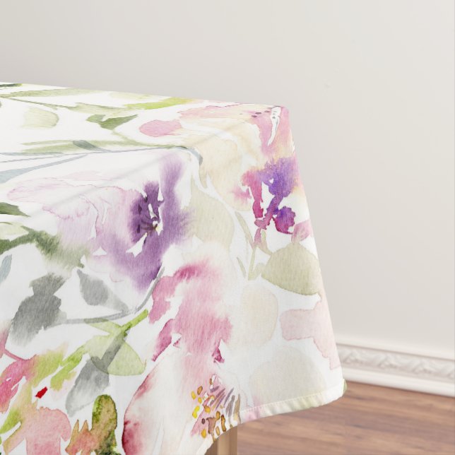 Watercolor loose expressive spring floral  tablecloth (In Situ)