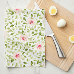 Watercolor loose expressive Summer floral Tea Towel