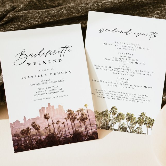 Watercolor Los Angeles California Skyline Palm Invitation (Creator Uploaded)