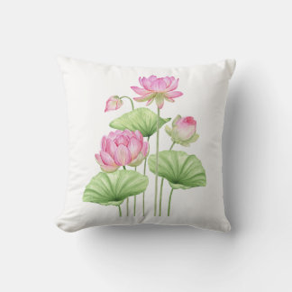  Watercolor Lotus Aesthetic Throw Pillow Covers 