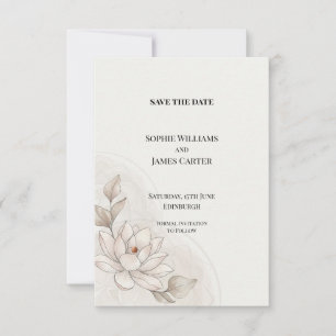 Watercolor Lotus Botanical Wedding Save the Date