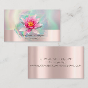Watercolor Lotus Colourful Holographic Ink Business Card
