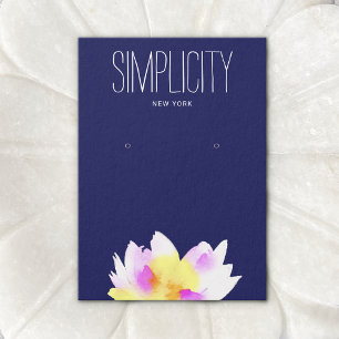 Watercolor Lotus Floral Earring Display Card