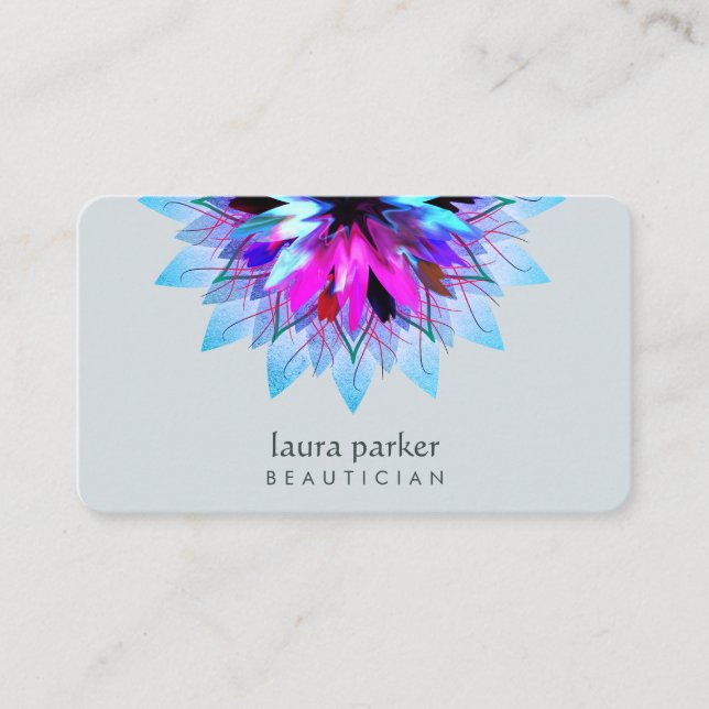 Watercolor Lotus Flower Logo Blue Massage Yoga Business Card (Front)