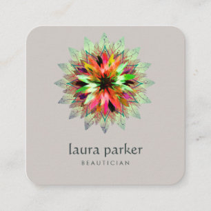 Watercolor Lotus Flower Logo Classic Massage Yoga Square Business Card