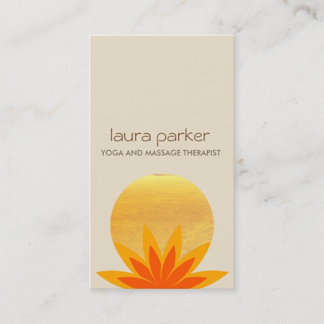 Watercolor Lotus Flower Logo Yoga Healing Health Business Card (Front)