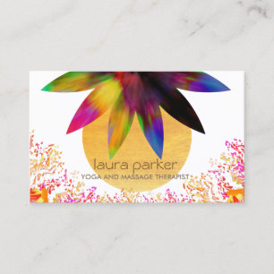 Watercolor Lotus Flower Logo Yoga Healing Health Business Card