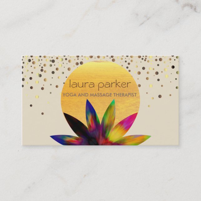 Watercolor Lotus Flower Logo Yoga Healing Health Business Card (Front)