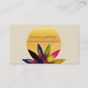 Watercolor Lotus Flower Logo Yoga Healing Health Business Card