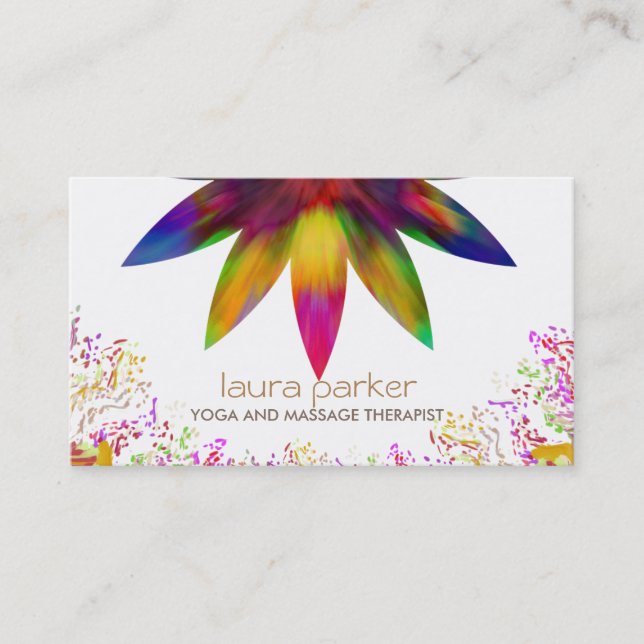 Watercolor Lotus Flower Logo Yoga Healing Health Business Card (Front)