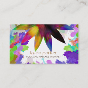 Watercolor Lotus Flower Logo Yoga Healing Health Business Card