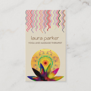 Watercolor Lotus Flower Logo Yoga Healing Health Business Card
