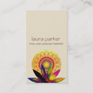 Watercolor Lotus Flower Logo Yoga Healing Health Business Card