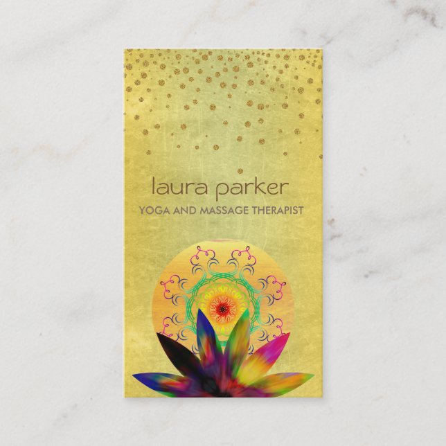 Watercolor Lotus Flower Logo Yoga Healing Health Business Card (Front)