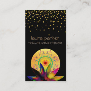Watercolor Lotus Flower Logo Yoga Healing Health Business Card