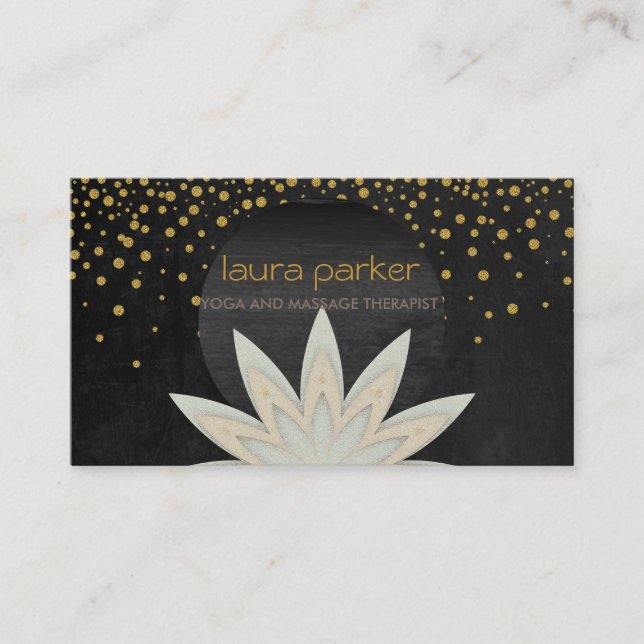 Watercolor Lotus Flower Logo Yoga Healing Health Business Card (Front)