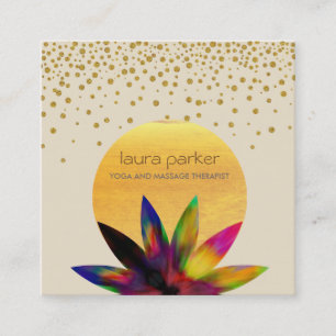 Watercolor Lotus Flower Logo Yoga Healing Health Square Business Card