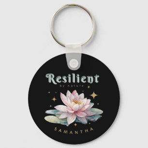 watercolor lotus flower motivational personalised key ring
