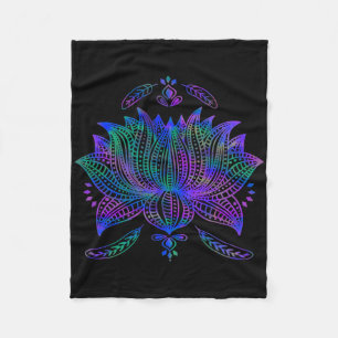 Watercolor Lotus Flower Pretty Yoga Fleece Blanket