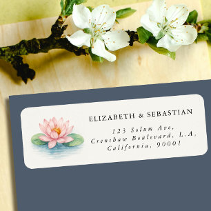 Watercolor Lotus Flower Simple Return Address