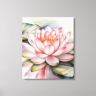 Watercolor Lotus Flower stretched Canvas Print